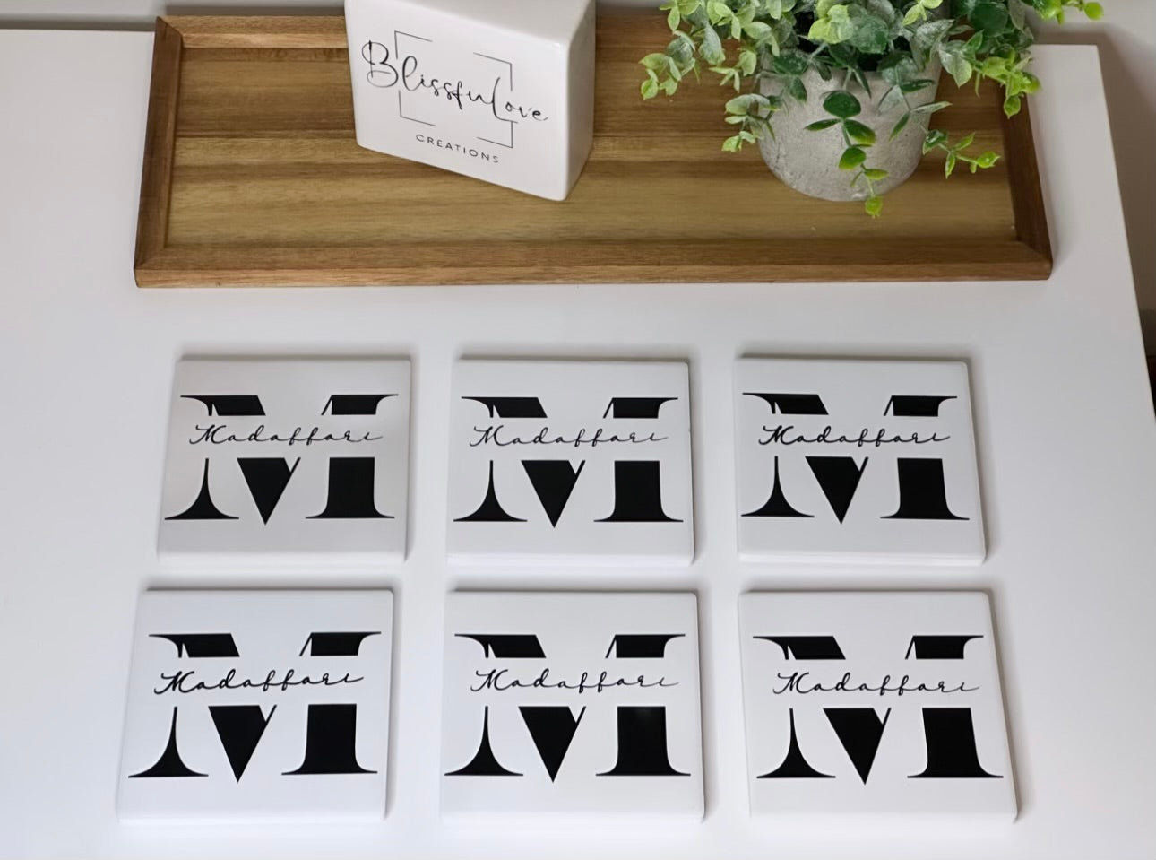 Last name coaster set.