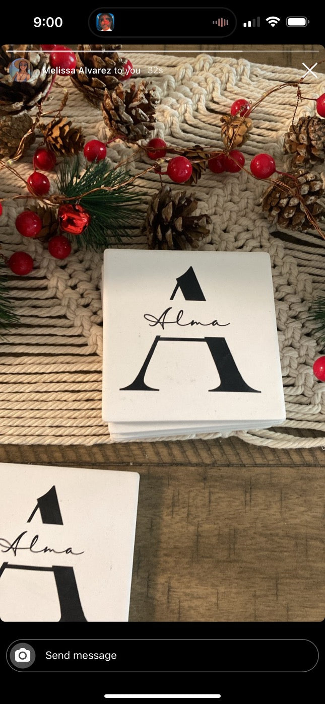 Last name coaster set.