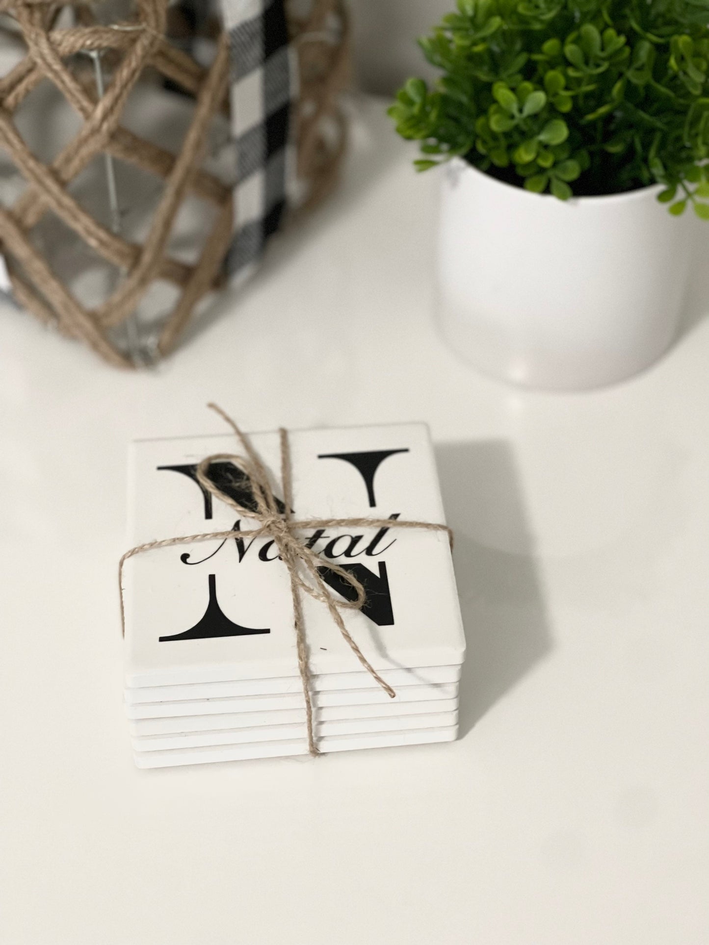 Last name coaster set.