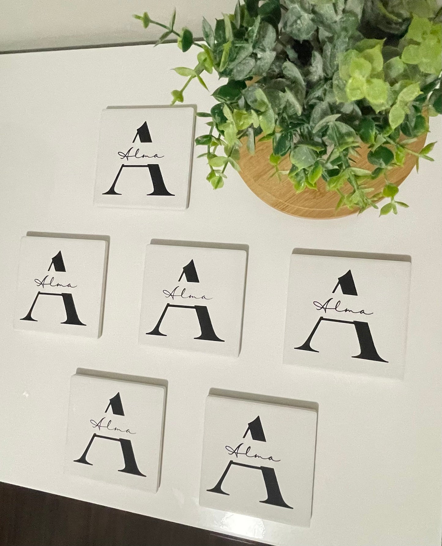Last name coaster set.