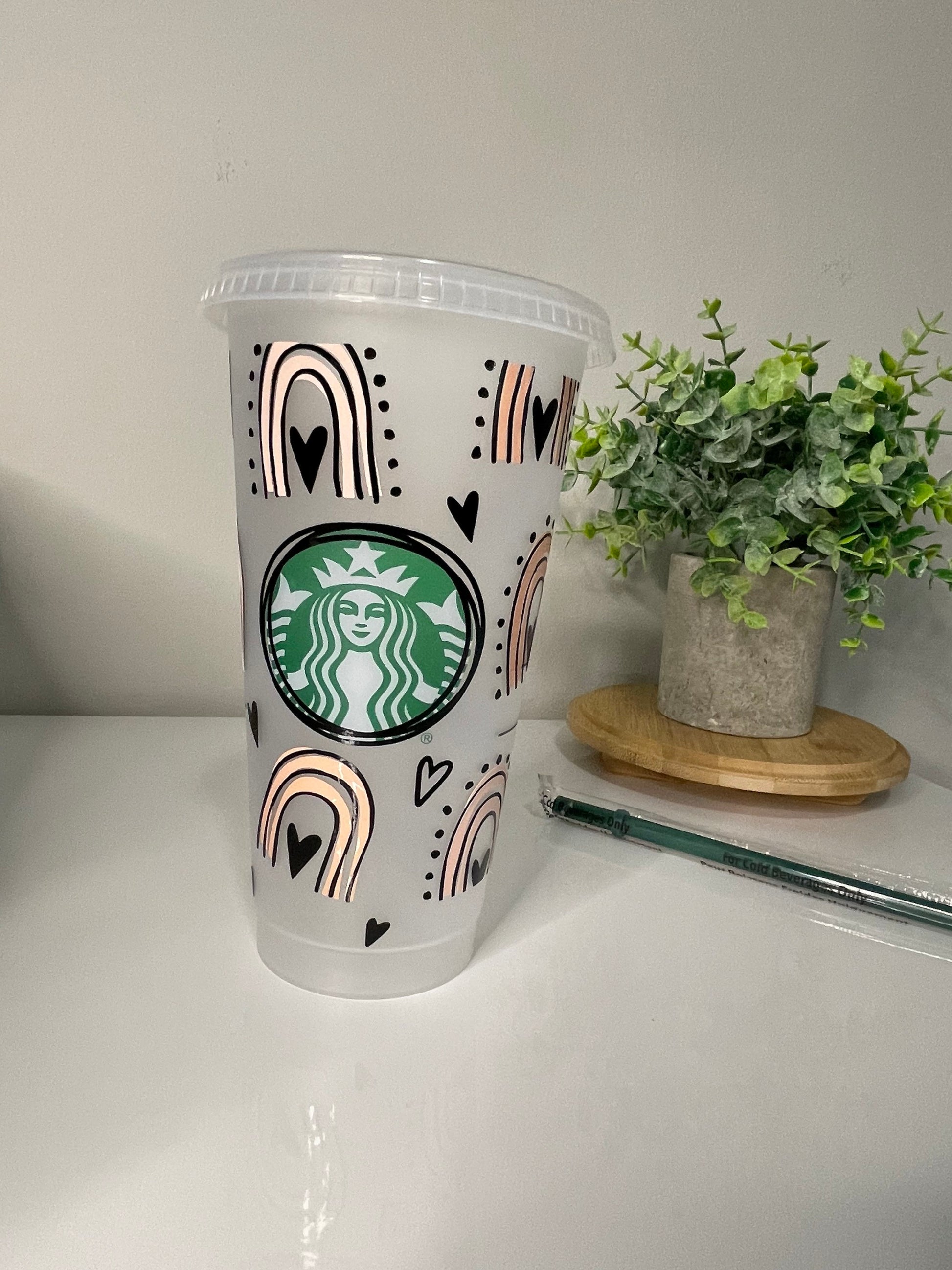 Starbucks custom cold cup with ghost design